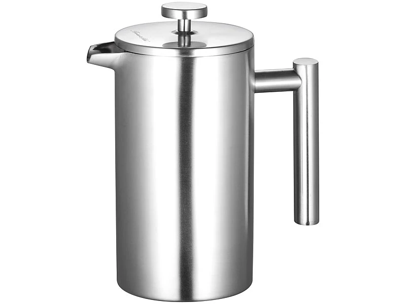 Rosenstein & Söhne Frenchpress-Kannen:2er-Set Thermo-Kaffeebereiter, French-Press, Edelstahl, 1 Liter 6 Rosenstein & Söhne Frenchpress-Kannen:2er-Set Thermo-Kaffeebereiter, French-Press, Edelstahl, 1 Liter – Bild 6