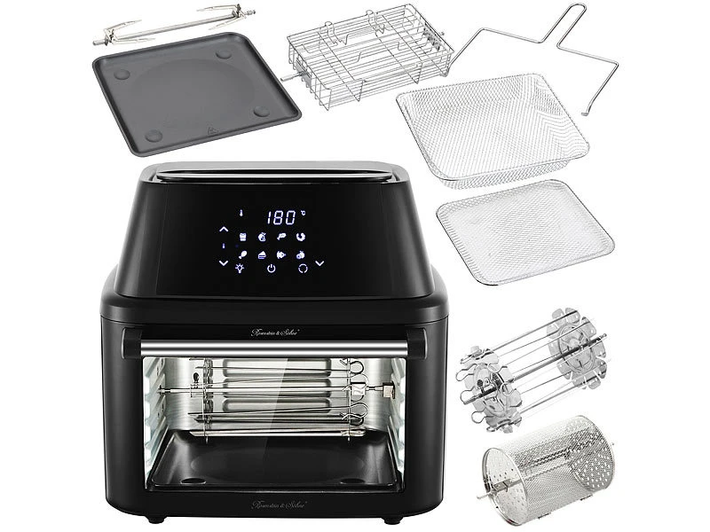 Rosenstein & Söhne Minibackofen:Digitale XXXL-Heißluft-Fritteuse & Umluft-Backofen, 8 Programme, 16 L 1 Rosenstein & Söhne Minibackofen:Digitale XXXL-Heißluft-Fritteuse & Umluft-Backofen, 8 Programme, 16 L