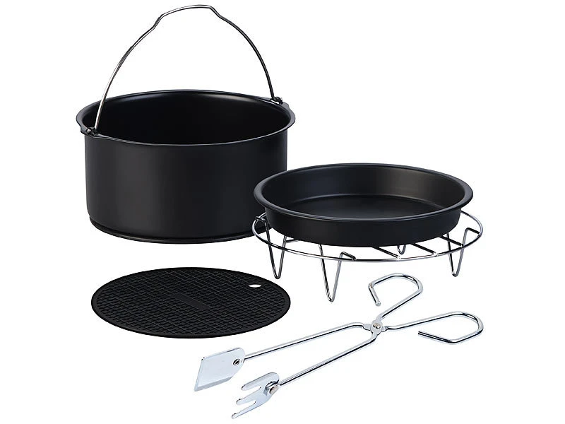 Rosenstein & Söhne Backblech:5-tlg. Back- Und Grill-Zubehör-Set Für Ofen, Heißluft-Fritteuse, Grill 1 Rosenstein & Söhne Backblech:5-tlg. Back- Und Grill-Zubehör-Set Für Ofen, Heißluft-Fritteuse, Grill