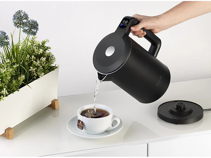Rosenstein & Söhne Elektro Wasserkocher:Edelstahl-Wasserkocher, Temperaturwahl, Warmhaltefunktion, LED, 1,5 L 5 Rosenstein & Söhne Elektro Wasserkocher:Edelstahl-Wasserkocher, Temperaturwahl, Warmhaltefunktion, LED, 1,5 L – Bild 5