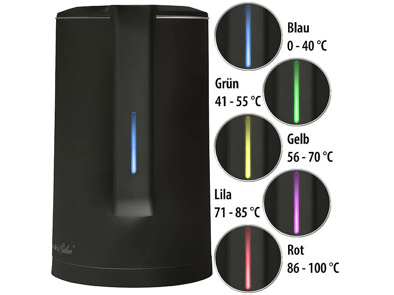 Rosenstein & Söhne Elektro Wasserkocher:Edelstahl-Wasserkocher, Temperaturwahl, Warmhaltefunktion, LED, 1,5 L 4 Rosenstein & Söhne Elektro Wasserkocher:Edelstahl-Wasserkocher, Temperaturwahl, Warmhaltefunktion, LED, 1,5 L – Bild 4