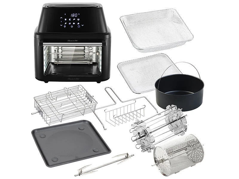Rosenstein & Söhne Heißluftfriteuse:Digitale XXXL-Heißluft-Fritteuse & Umluft-Backofen Mit Zubehörset 1 Rosenstein & Söhne Heißluftfriteuse:Digitale XXXL-Heißluft-Fritteuse & Umluft-Backofen Mit Zubehörset