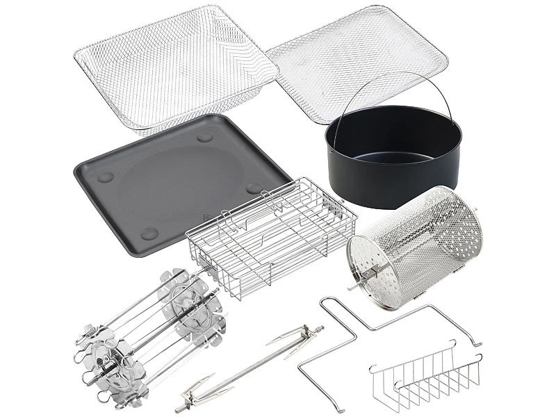 Rosenstein & Söhne Heißluftfriteuse:Digitale XXXL-Heißluft-Fritteuse & Umluft-Backofen Mit Zubehörset 3 Rosenstein & Söhne Heißluftfriteuse:Digitale XXXL-Heißluft-Fritteuse & Umluft-Backofen Mit Zubehörset – Bild 3