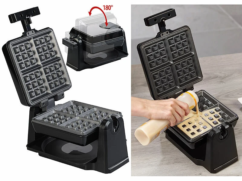 Rosenstein & Söhne Brüsseler Waffeleisen:180° Drehbares Waffeleisen Für Belgische Waffeln, Edelstahl, 1.000 W 1 Rosenstein & Söhne Brüsseler Waffeleisen:180° Drehbares Waffeleisen Für Belgische Waffeln, Edelstahl, 1.000 W