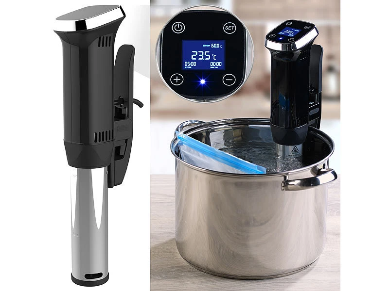 Rosenstein & Söhne Sous Vide Stick:Profi-Sous-Vide-Garer Mit LCD-Display, Timer, Bis 20 L, 1.300 W, IPX7 2 Rosenstein & Söhne Sous Vide Stick:Profi-Sous-Vide-Garer Mit LCD-Display, Timer, Bis 20 L, 1.300 W, IPX7 – Bild 2