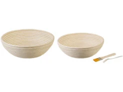 Rosenstein & Söhne Brot Backen Zubehöre:4er-Set Gärkörbe, Ø 25 & 30 Cm, Abdecktücher, Gabel, Reinigungspinsel -Rosenstein & Söhne Shop zx8332 0 1