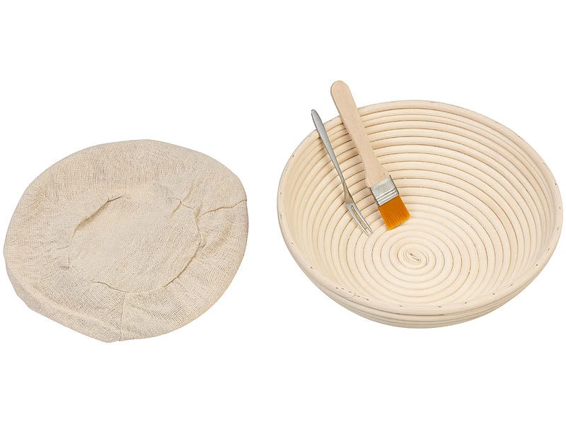 Rosenstein & Söhne Brot Backen Zubehör:2er-Set Gärkörbe, Ø 25 & 30 Cm, Abdecktücher, Gabel, Reinigungspinsel 8 Rosenstein & Söhne Brot Backen Zubehör:2er-Set Gärkörbe, Ø 25 & 30 Cm, Abdecktücher, Gabel, Reinigungspinsel – Bild 8