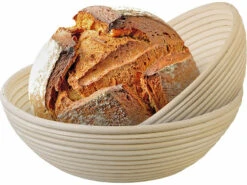 Rosenstein & Söhne Brot Backen Zubehöre:4er-Set Gärkörbe, Ø 25 & 30 Cm, Abdecktücher, Gabel, Reinigungspinsel -Rosenstein & Söhne Shop zx8332 5 1